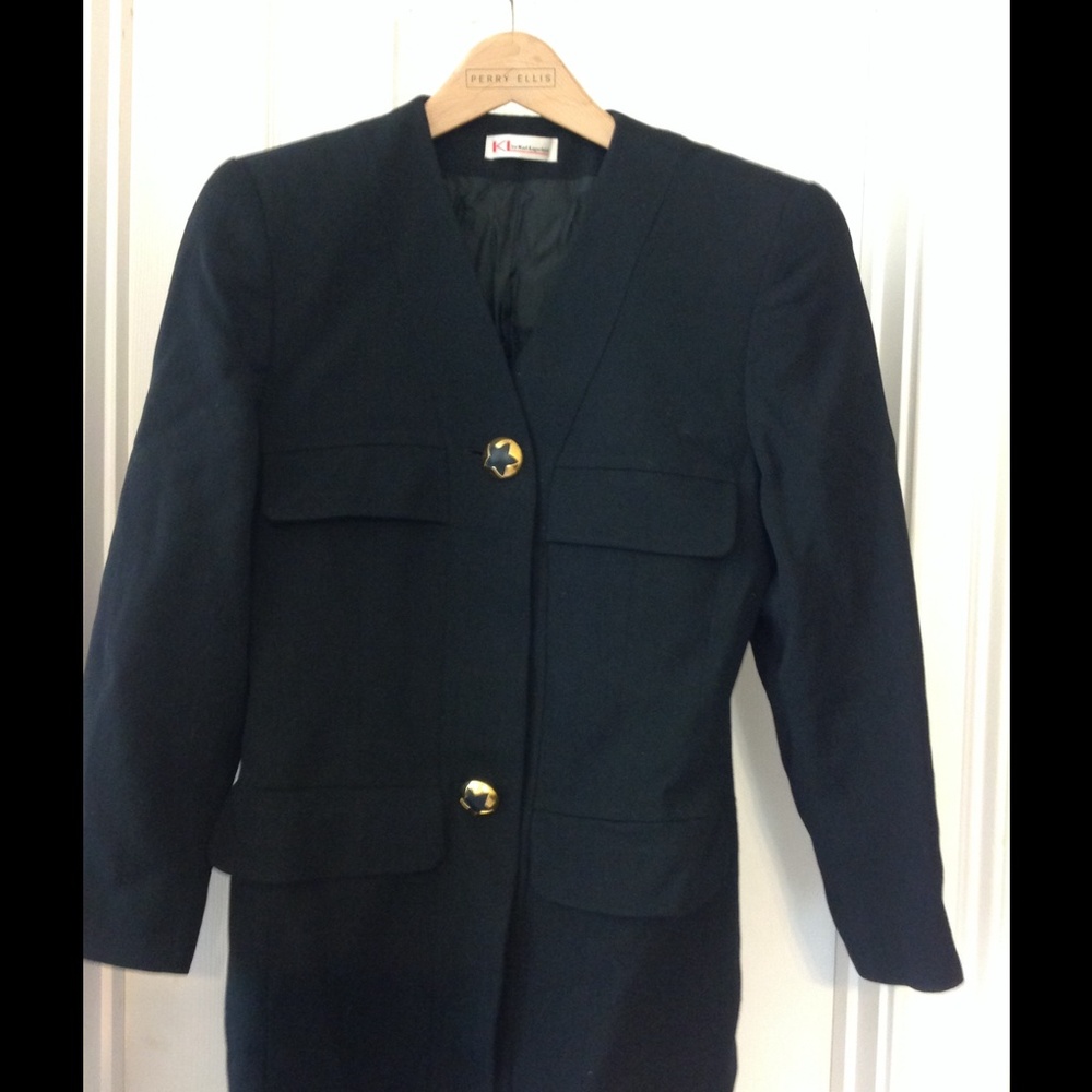 Karl Lagerfeld Black Blazer Wool Boyfriend